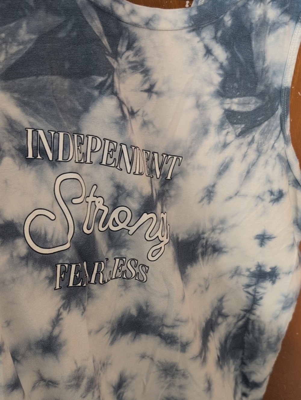 Blue Tie-Dye Sleeveless Top - Independent Strong Fearless